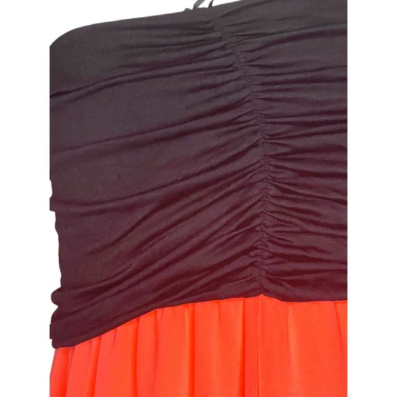 NYMPHE Maxi A-Line Women's Dress Black Top Orange Skirt Layered - Picture 9 of 12